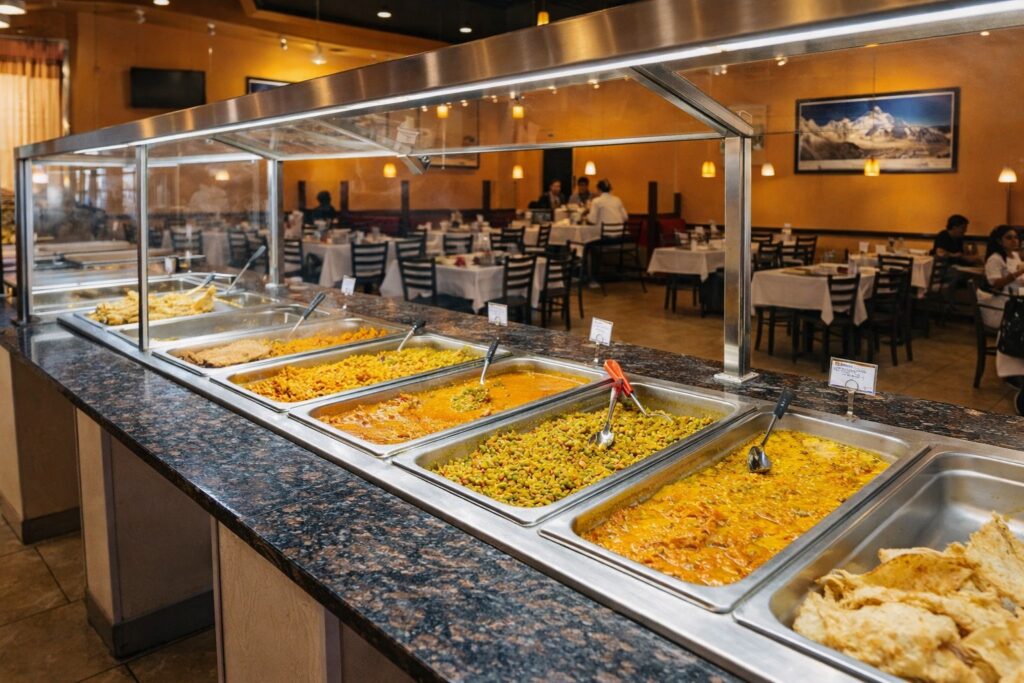 Indian Restaurant Private party catering Las Vegas no venue fee full service buffet set up Delhi Indian Cuisine.